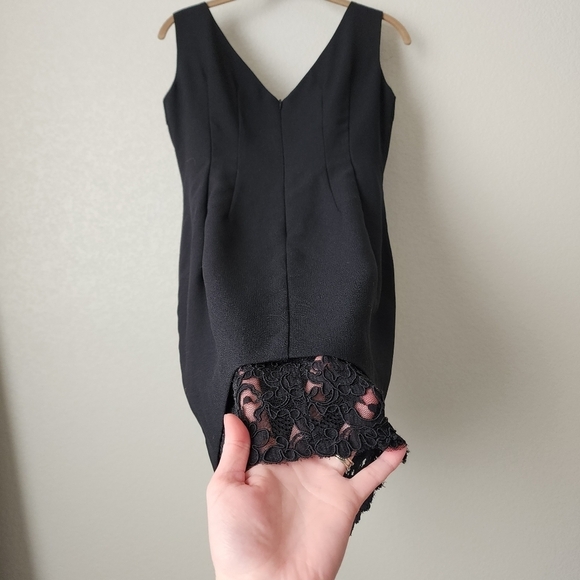 LAUNDRY BY SHELLI SEGAL x VINTAGE 90s little black dress vest style with lace 4 - Picture 5 of 12